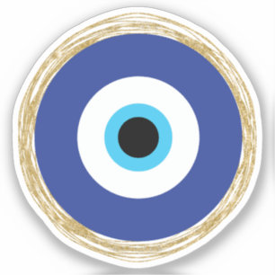 Schattige Blauw en Goud Evil Eye Sticker