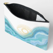 Schattige Blauw en Goud Waterverf Grieks Oog Vrouw Etui (Open)