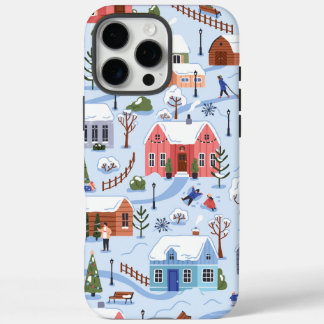 Schattige blauw en groen Alpine lodge skilandschap iPhone 16 Pro Max Hoesje