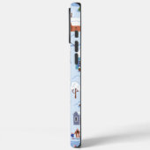 Schattige blauw en groen Alpine lodge skilandschap Case-Mate iPhone Case (Achterkant / Links)