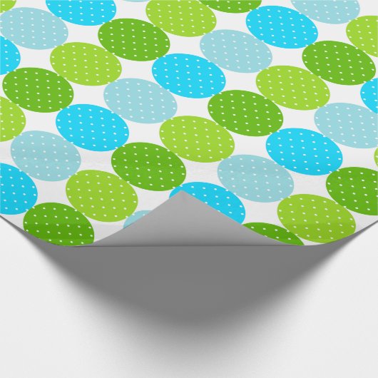 Schattige Blauw en Groen Polka Dot Pattern Cadeaupapier (Hoek)