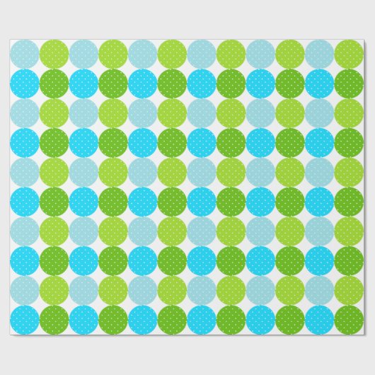 Schattige Blauw en Groen Polka Dot Pattern Cadeaupapier (Vlak)