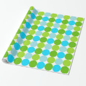 Schattige Blauw en Groen Polka Dot Pattern Cadeaupapier (Uitgerold)