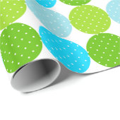 Schattige Blauw en Groen Polka Dot Pattern Cadeaupapier (Rol Hoek)