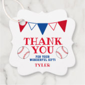 Schattige Blauw en Rood Honkbal Dank u Bedankjes Labels (Voorkant)