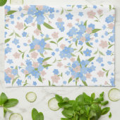 Schattige Blauw en Roze Bloemen Keukenhanddoek (Gevouwen)