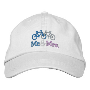 Schattige blauw en roze fiets liefde hart bruiloft pet