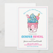 Schattige blauw en roze ijsje zondag genderonthull kaart (Voorkant / Achterkant)