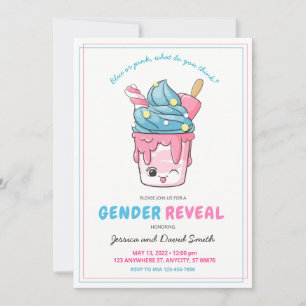 Schattige blauw en roze ijsje zondag genderonthull kaart