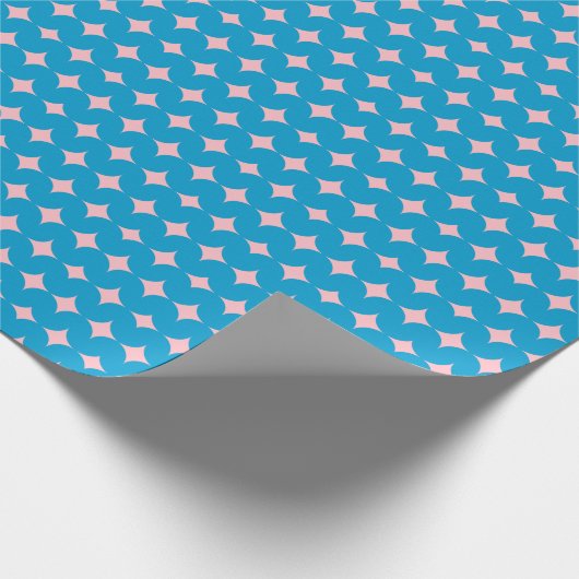 Schattige Blauw en Roze Mid Century Modern Geometr Cadeaupapier (Hoek)