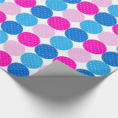 Schattige Blauw en Roze Polka Dot Pattern Cadeaupapier (Hoek)