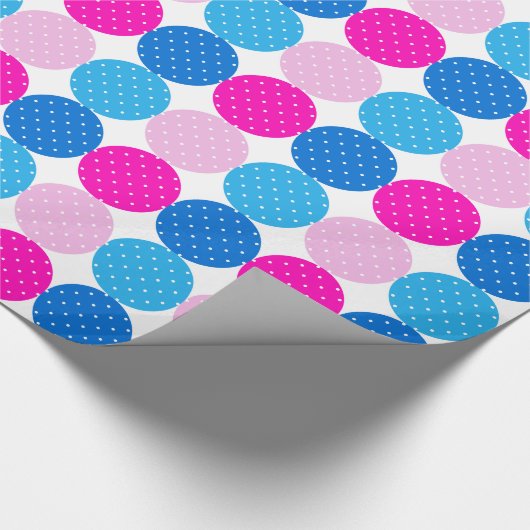 Schattige Blauw en Roze Polka Dot Pattern Cadeaupapier (Hoek)