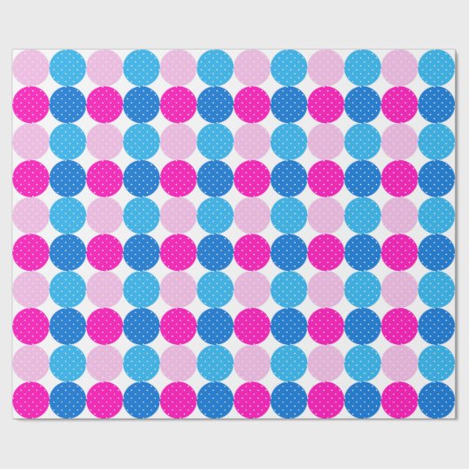 Schattige Blauw en Roze Polka Dot Pattern Cadeaupapier (Vlak)