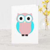 Schattige blauw en roze uil bedankjes kaart (Gele Bloem)