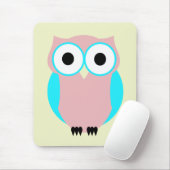 Schattige blauw en roze uil mousepad muismat (Met muis)