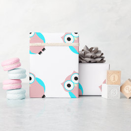 Schattige blauw en roze uilen Baby shower inpakpap Cadeaupapier