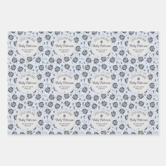 Schattige Blauw en Sage Insect Inpakpapier Vel (Voorkant 3)