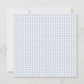 Schattige blauw en wit gingham square baby boy bedankkaart (Achterkant)
