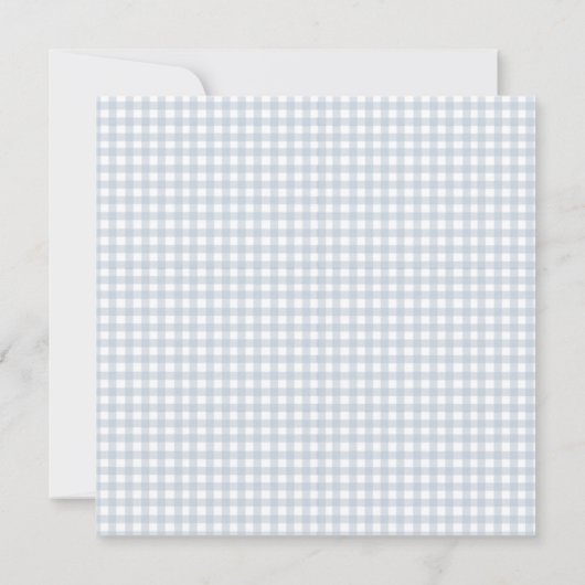 Schattige blauw en wit gingham square baby boy bedankkaart (Achterkant)