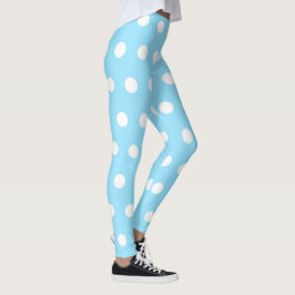 Schattige blauw en wit Polka Dot Pattern Girly Sch Leggings