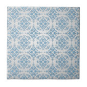 Schattige blauw en zilver Damask Pattern Tegeltje (Voorkant)