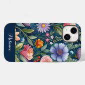 Schattige blauw Floral Wildflower monogram Case-Mate iPhone Case (Achterkant (horizontaal))