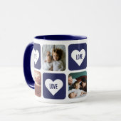 Schattige Blauw Fotocollage Liefde Hart Mok (Voorkant links)