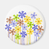 Schattige blauw geel bruin eenvoudige bloementeken magneet (Voorkant)