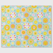 Schattige blauw geel zonneschijn inpakpapier (Vlak)