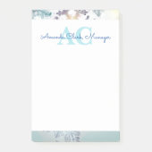 Schattige blauw gepersonaliseerd monogram naam post-it® notes (Voorkant)