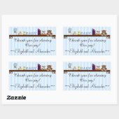 Schattige blauw gestreept Baby shower dank u Rechthoekige Sticker (Vel)