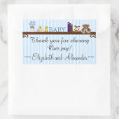 Schattige blauw gestreept Baby shower dank u Rechthoekige Sticker (Tas)