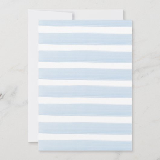 Schattige Blauw Gestreepte Bow Ribbon Baby Boy Sho Bedankkaart (Achterkant)