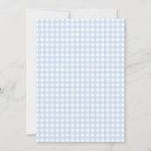 Schattige blauw gingham boog lint baby shower bedankkaart (Achterkant)