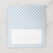 Schattige blauw gingham check eenvoudige jongen ba plaatskaartje (Buitenkant ongevouwen)