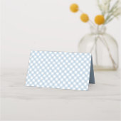 Schattige blauw gingham check eenvoudige jongen ba plaatskaartje (Achterkant)