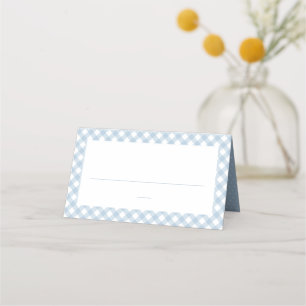 Schattige blauw gingham check eenvoudige jongen ba plaatskaartje