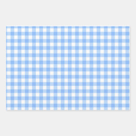 Schattige blauw gingham en stippen eenvoudige klas inpakpapier vel