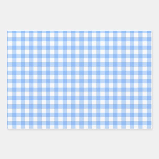 Schattige blauw gingham en stippen eenvoudige klas inpakpapier vel (Voorkant)