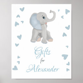 Schattige Blauw Grijs Olifant Gifts Boy Baby showe Poster