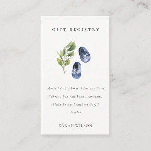 Schattige Blauw Groen Blad Gift Registry Baby show Informatiekaartje