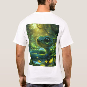 Schattige blauw groen Chibi Snake T-shirt met grot