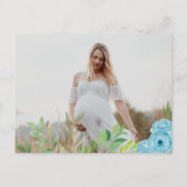 Schattige Blauw Groen Jongen Panda Baby shower Fot Uitnodiging Briefkaart (Achterkant)