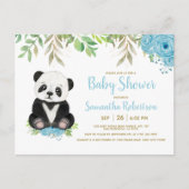 Schattige Blauw Groen Jongen Panda Baby shower Fot Uitnodiging Briefkaart (Voorkant)