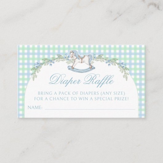 Schattige blauw groen paard baby shower luier lote informatiekaartje (Voorkant)