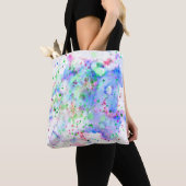 Schattige Blauw Groen Paarse & Roze Artsy Paint Sp Tote Bag (Dichtbij)