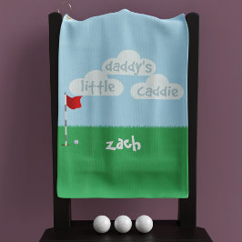 Schattige Blauw Groen Papa's Kleine Caddie Golfhan Golfhanddoek