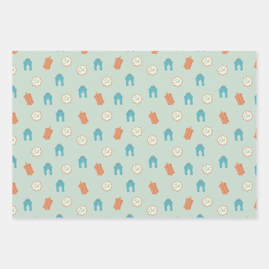 Schattige blauw/groen Ramadan Eid Inpakpapier Vel (Voorkant 3)