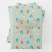 Schattige blauw/groen Ramadan Eid Inpakpapier Vel (In situ)