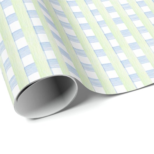 Schattige Blauw & Groen Waterverf Plaid Gift Cadeaupapier (Rol Hoek)